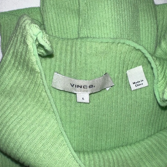 VINCE Ribbed Boat Neck Long Sleeve Tee in Green - L - Picture 6 of 11